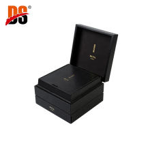 DS Multi Layer Matte Black Gold Stamping Logo Wooden Storage Box With Drawer